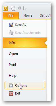 επιλογές για το Outlook 2010