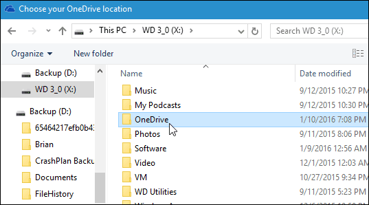 新しいOneDriveの場所
