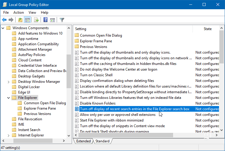 Política del cuadro de búsqueda del editor de políticas de 2 grupos