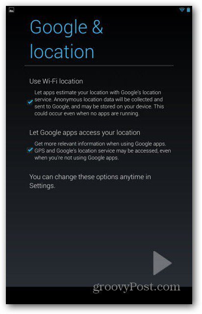 Nexus 7 -tilit - Google Location