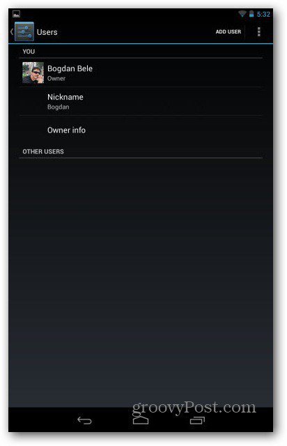 Korisnički računi Nexus 7 dodaju korisnika