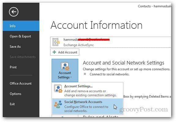 Come collegare il tuo account Facebook in Outlook 2013