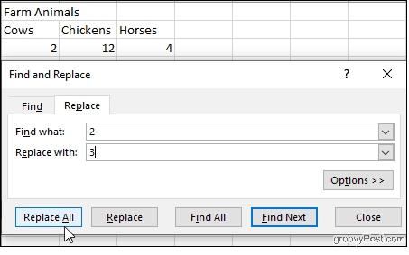 Excelで検索と置換