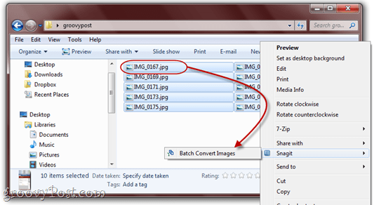 Converti in batch con Snagit