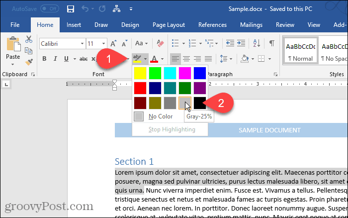 Podświetlanie tekstu w programie Word