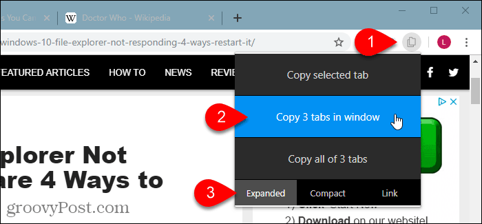 TabCopy extension in Chrome