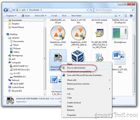 použijte univerzální usb instalátor použijte univerzální usb instalátor
