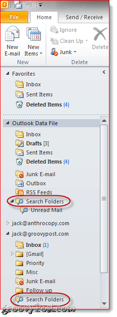 Outlook 2010 Sökmappar