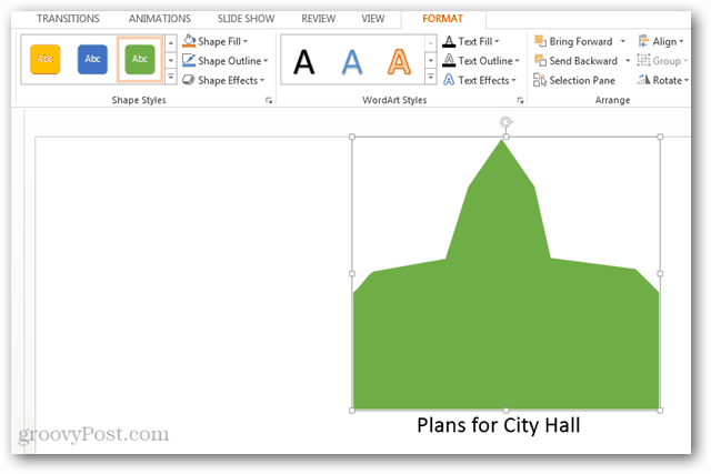 eksempel tilpasset form opprettet i powerpoint 2013