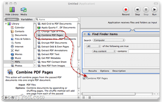 Combinați PDF-uri folosind Automator în Mac OS X