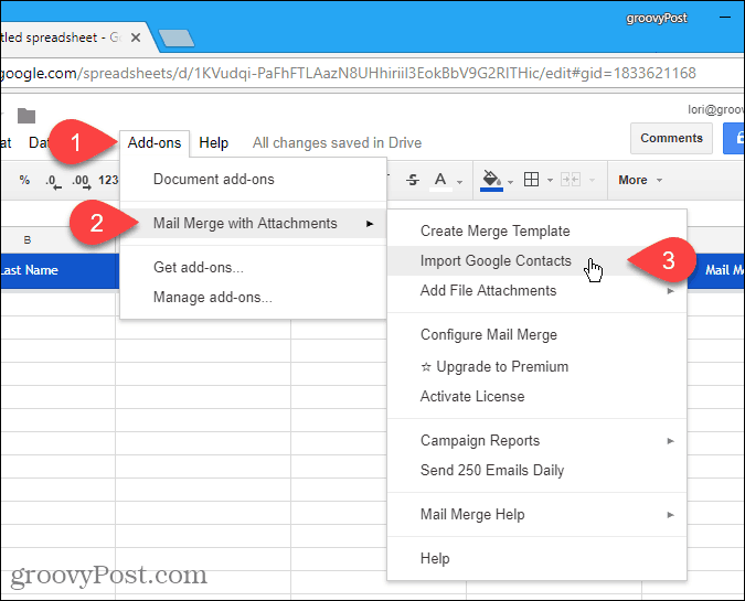 นำเข้าที่อยู่ติดต่อของ Google