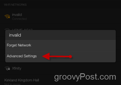Skift Kindle Fire WIFI DNS- og IP-indstillinger - Tryk på Avanceret