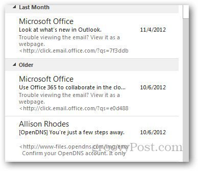 Преглед на съобщения Outlook 5