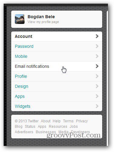 twitter iestatījumu e-pasta paziņojumi