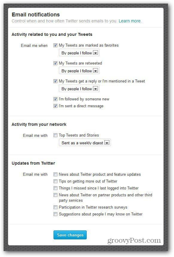 Twitter-instellingen e-mailmeldingen aanpassen