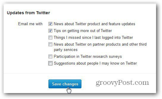 Twitter-instellingen e-mailmeldingen aanpassen wijzigingen opslaan