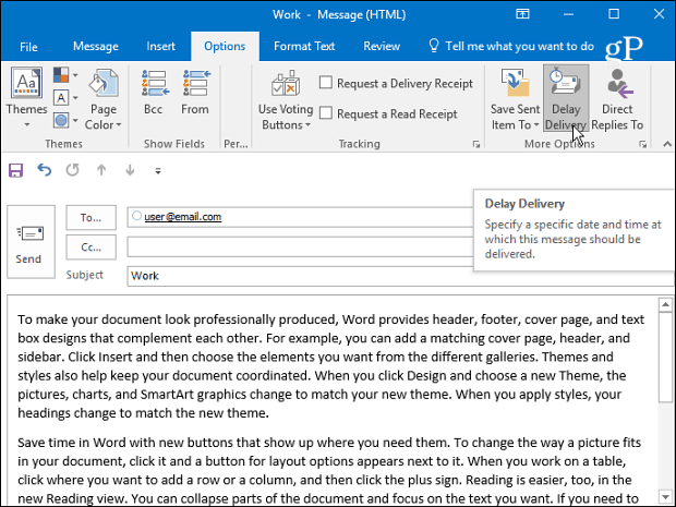 Kaip atidėti ar suplanuoti pranešimus „Outlook 2013“ ir „2016“
