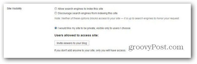 WordPress com hace blog privado invitar a los usuarios