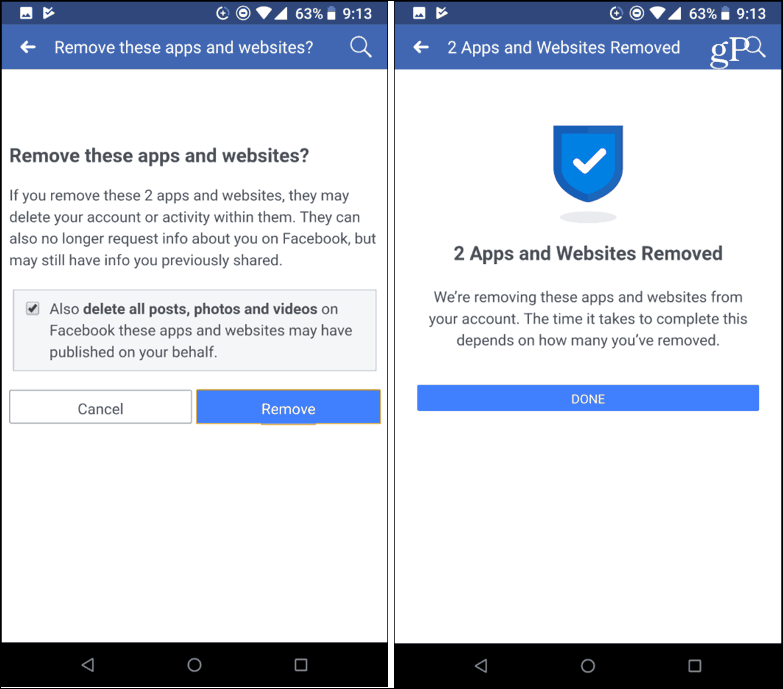 Bekreft fjern Facebook-tredjepartsapper