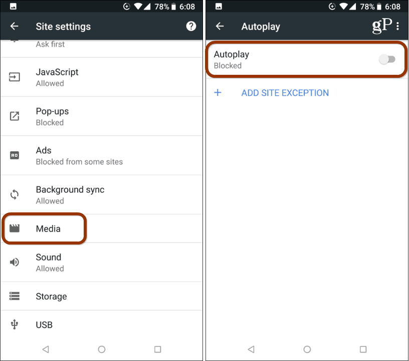 Android Block Autoplay Chrome