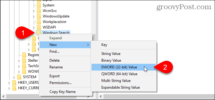 Erstellen Sie einen neuen DWORD-Wert in dem Registrierungseditor