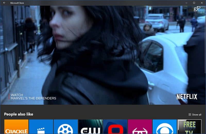 Aplicativo Netflix de reprodução automática de vídeo da Windows 10 Microsoft Store