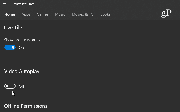 2 Desative a reprodução automática de vídeo no Windows 10 Microsoft Store