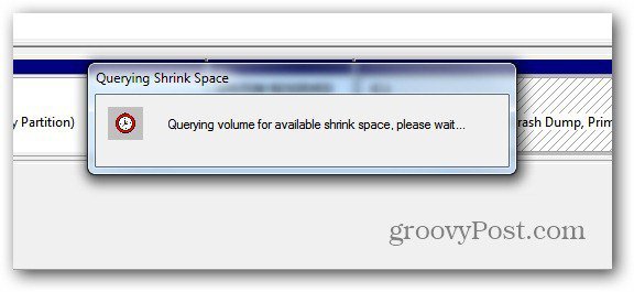 Discul de interogare Windows pentru spațiu care se reduce
