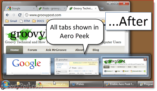 Ativar Aero Peek em todas as guias do Google Chrome