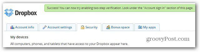 Cómo habilitar la verificación en dos pasos de Dropbox