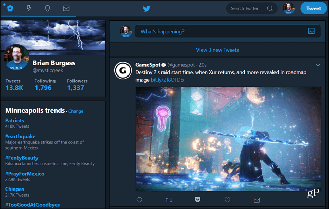 Sådan aktiveres 'Night Mode' på Twitter Desktop Web App