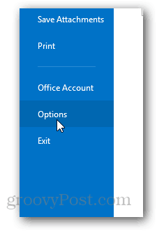 Outlook Activar o desactivar los sonidos de recordatorio: haga clic en Opciones