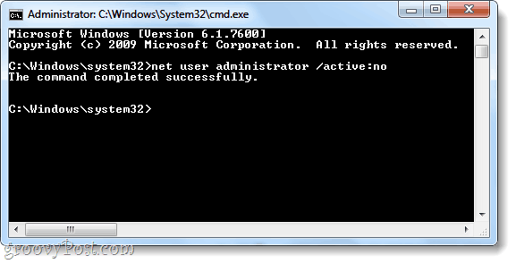 Нето корисничка наредба за деактивирање Виндовс 7 администратор рачуна