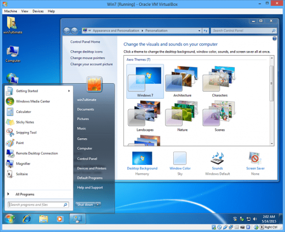 VirtualBox con Aero