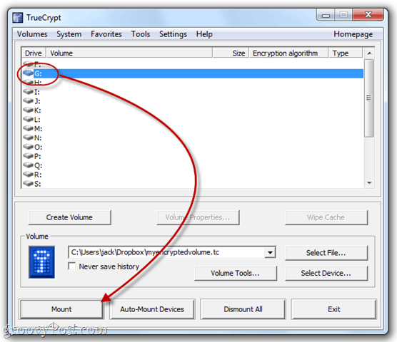 mount gecodeerde volumes van dropbox