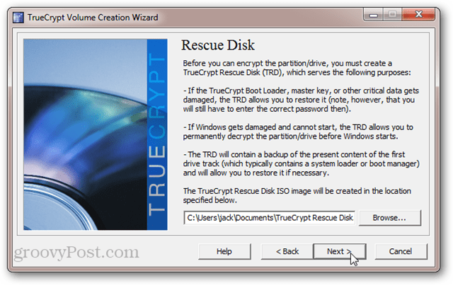 TrueCrypt Rescue Disk ISO: Gjenopprettingsskive eller Gjenopprettings USB