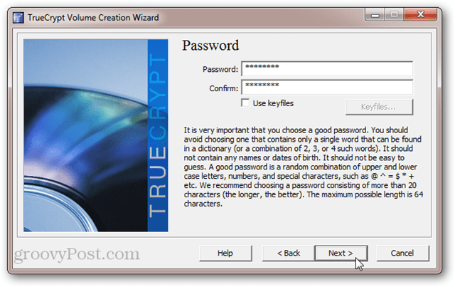 TrueCrypt-wachtwoordbeveiliging