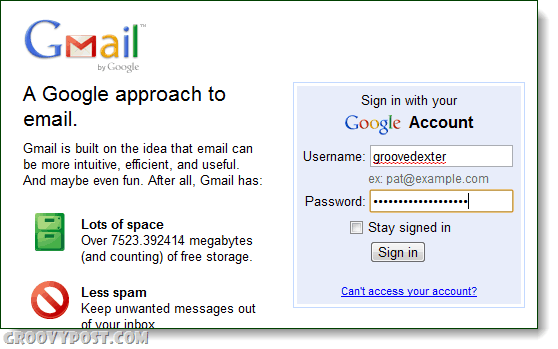 Gmail เป็นแนวทางในการเข้าสู่ระบบอีเมล