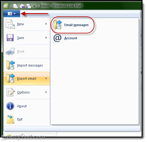 Windows Live Mail: Exportar mensagens de e-mail
