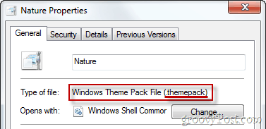 Windows Theme Pack Bestandseigenschappen