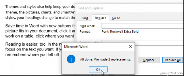 Due sostituzioni di caratteri realizzate in Word