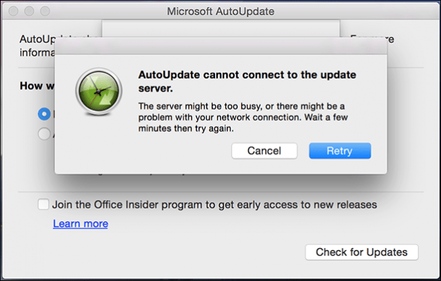 Cómo arreglar Microsoft Office AutoUpdate para Mac no funciona
