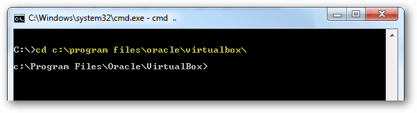 cd para o diretório virtualbox