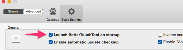 BetterTouchTool na inicialização