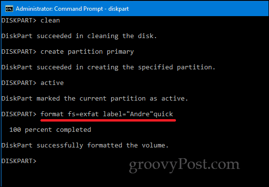 DiskPart Windows 10 -komento