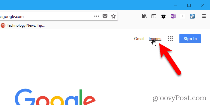 Кликнете върху връзката Изображения на страницата за търсене с Google