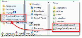 importar estilos de snagit para a pasta appdata