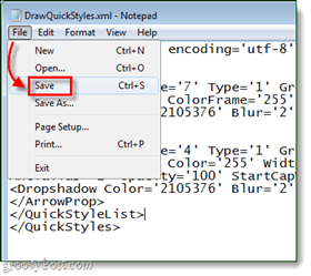 zapisz xml Quickstyle.