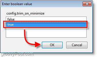 Firefox-skærmbillede-sæt værdien config.trim_on_minimize til sand