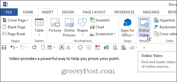 Ako vkladať a sledovať online videá v programe Word 2013